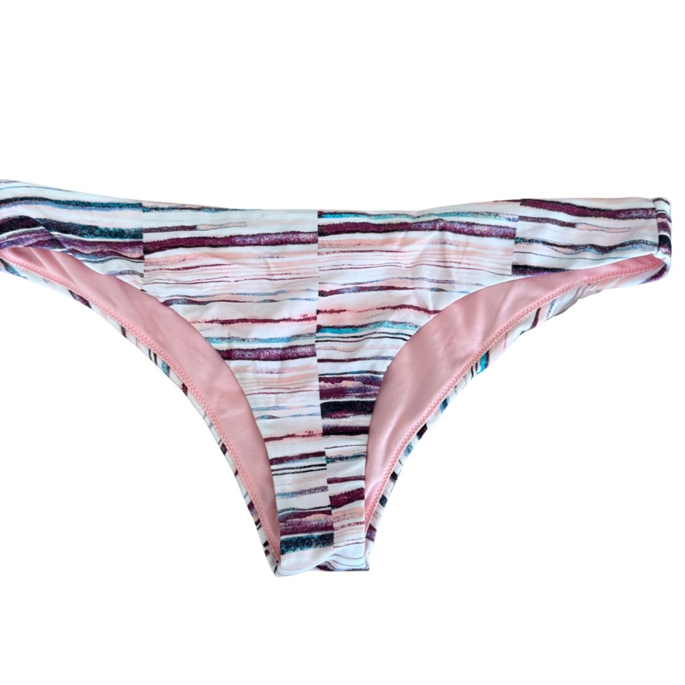 RAISINS Swim Bottom Stripe Size Large White Peach Purple NWT